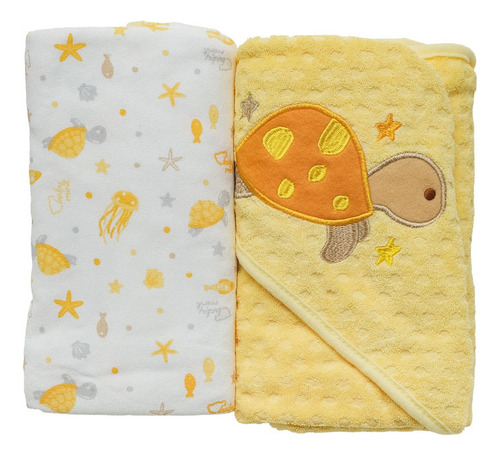Toalla De Baño Baby Mink Con Capucha Para Bebé 2 Piezas