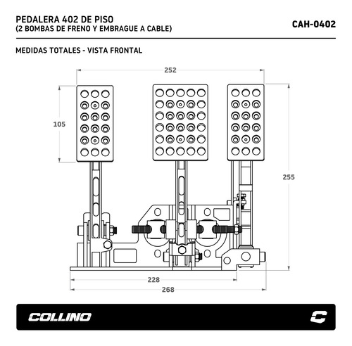 Imagen 5 de 8 de Pedalera Piso 402 2 Bombas Freno + Emb Cable Collino Cuotas