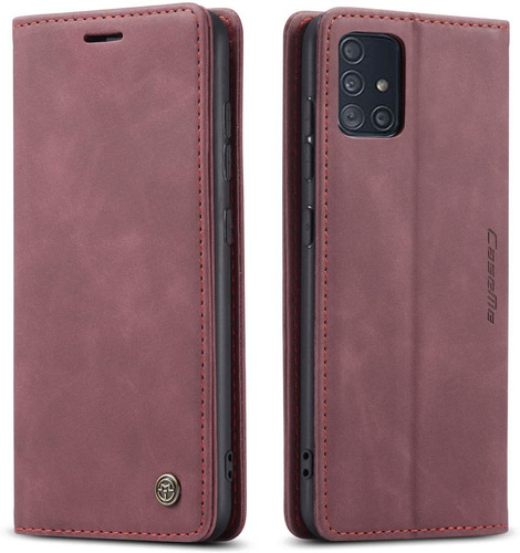 Funda Tipo Billetera Para Samsung Galaxy A51 Color Vino