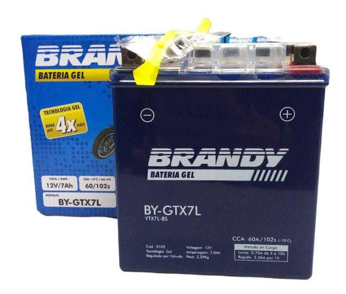 Bateria 07 A - Bygtx7l (gel) - Brandy ( Ytx7l-bs E Ytx7l ) 