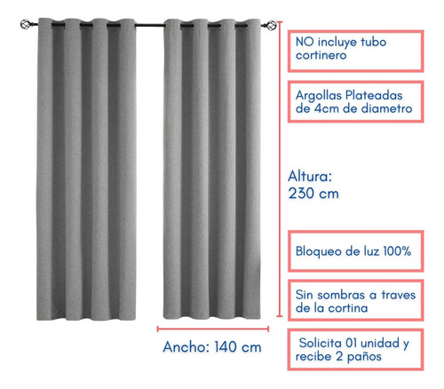 Cortina Blackout Engomada Terciopelo 140x240cm 2paños