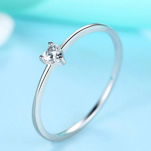 Imagem 7 de 8 de Anel Solitário Zirconia Coração Pura Prata 925 - Exclusivo