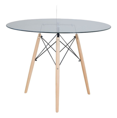 Mesa Redonda De Vidrio 80cm Diámetro Eames