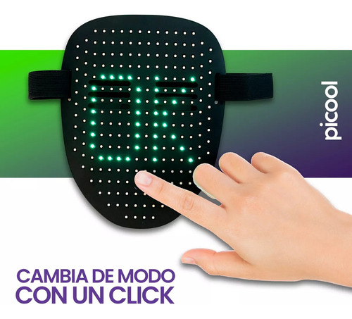 Mascara Luz Led Ajustable Recargable Para Halloween Disfraz Color Multicolor