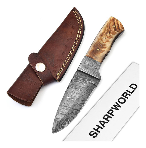 Cuchillo De Damasco 20 Cm Con Mango De Acero Ideal Para Ca