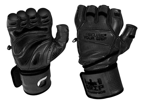 (small, Black) - Elite Leather Gym Gloves With Built In 5.1c