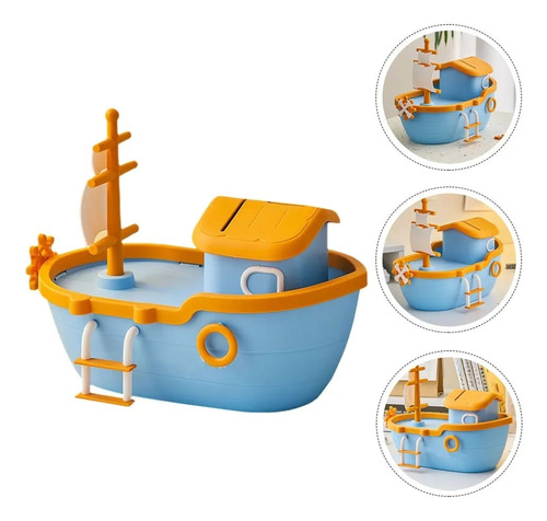 Alcancía Modelo Barco Armable Con Llave Para Niños Celeste