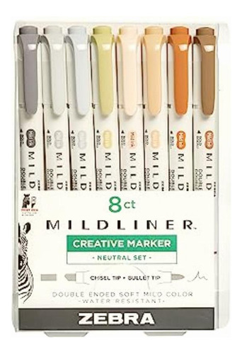 Zebra Pen Mildliner Marcador De Doble Extremo, Puntas Anchas Color Neutral Clásico