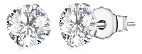 Aretes Pendientes Para Mujer Plata 950 Zircón Blanco - 4mm