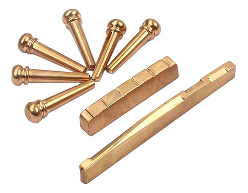 6pcs Golden Brass Bridge Pins Con Saddle Nut Para Guitarra