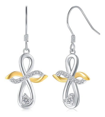 925-sterling-silver Infinity Cross Aretes Para Mujer Cubic