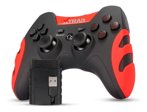 Controle joystick sem fio Xtrad XD-503 preto e vermelho