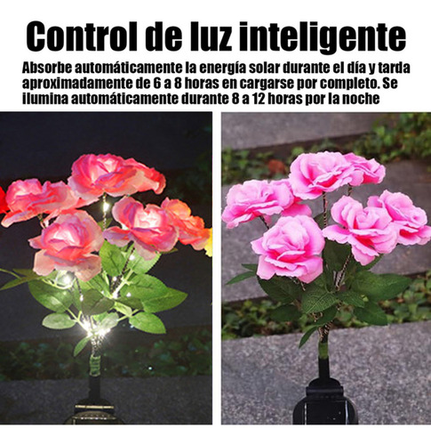4pcs Flores De Rosas Lamparas Solares Para Decoración Jardín Estructura Rosa