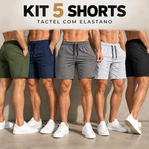 Kit 5 Bermudas Academia Praia com Lycra Tactel