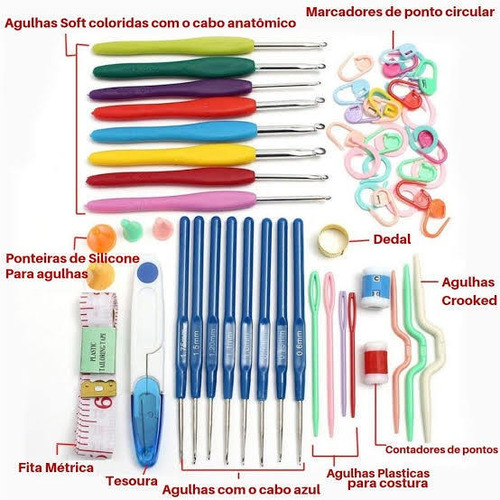 Kit Crochê 16 Agulhas Com Acessórios E Case Super Promoção