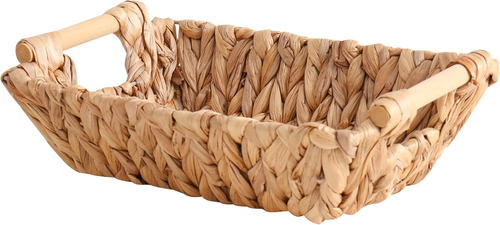 Cesta Rectangular De Jacinto De Agua Tejida A Mano