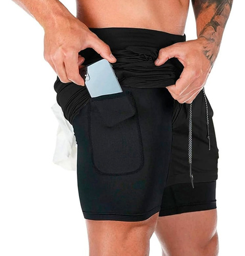 Shorts Corrida Masculino Bolso Celular Bermuda Compressão