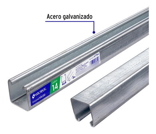 2 Perfiles Unicanal Volteck Pu-144s 1.5m Calibre 14 4x4cm
