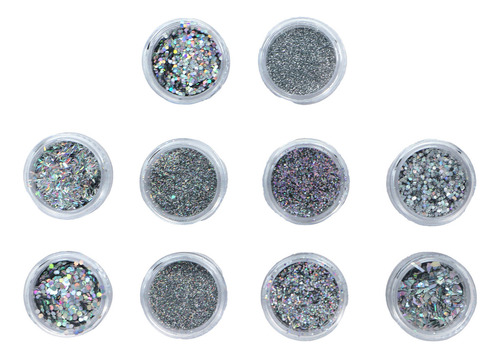 10 Glitter Encapsulado Flocado Pedrarias Caviar Strass Unhas Cor HS-704