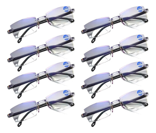 8pcs Lente Bifocal Anti Luz Azul,para Cerca Y Lejos,100-250