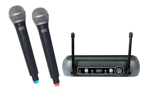 Microfone Duplo Uhf Sem Fio De Mão Uhf-202 50 Metros Mxt