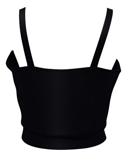 Blusa Top Largo Elastizado Con Push Up Premiun Negro/pedreria Xxx