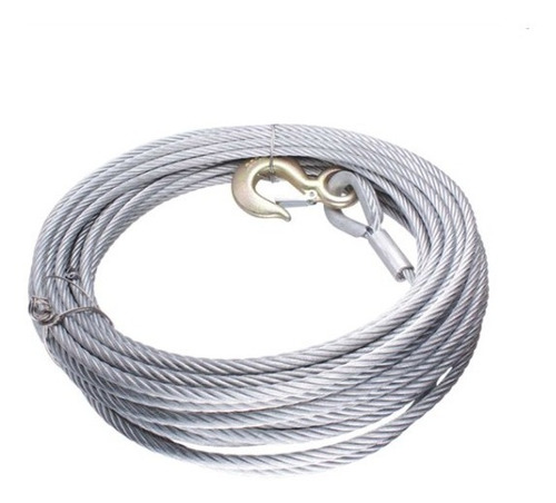 Cable De Acero Galvanizado Con Gancho 7x19 3/16  Rollo 6.09m