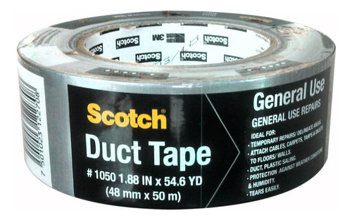 Cinta 3m Scotch Ductos Multiusos #1050 48mm X 50m Color Gris Lisa