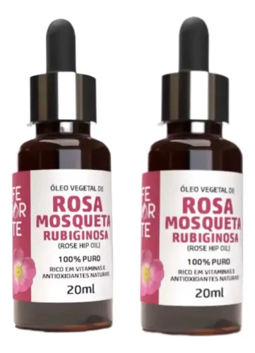 Kit 2 Oleos Rosa Rubiginosa 100 Puro Vegano 20ml Ferarte
