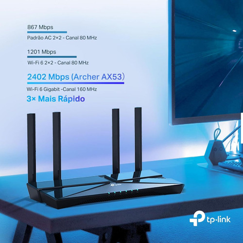 Roteador Wi-fi Tp-link Archer Ax53 6 Portas Ax3000 Mbps 4gb