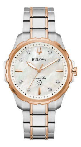 Reloj Bulova Quart Marine Star Mujer 98p228 Diamond Serie B