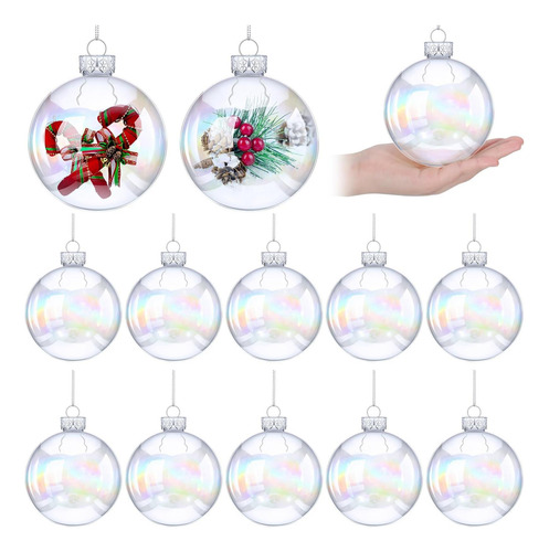 Funterio 12 Pcs Navidad Clear Plástico Transparente 4 Coste