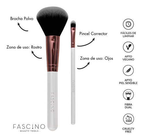 Imagen 4 de 12 de Set 18 Brochas Y Pinceles De Maquillaje Crueltyfree Fascino