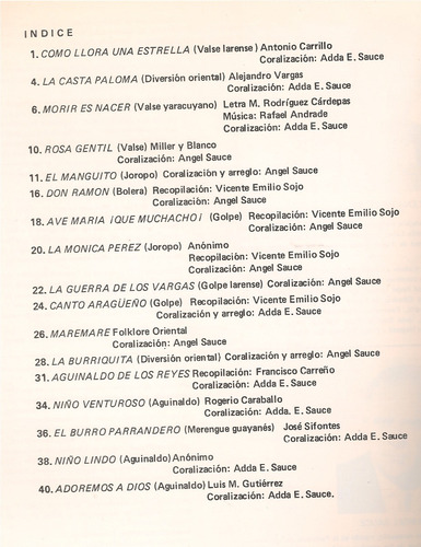 17 Canciones Venezolanas Para Voces Blancas (música Coral) (Usado)