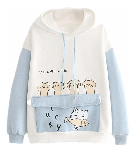 Sudadera Capucha Para Niña Adolescente Manga Larga Bolsillo