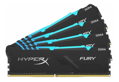 Memoria RAM Fury DDR4 RGB gamer color negro 64GB 4 HyperX HX430C15FB3AK4/64