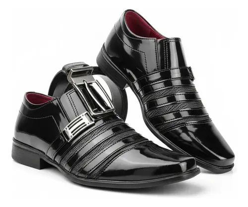 Sapato Social Preto Masculino Leve Confortável+ Cinto Social
