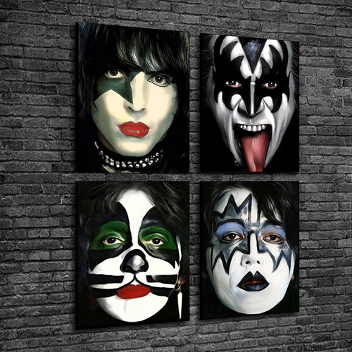 Cuadro De Rock Cuadriptico Kiss