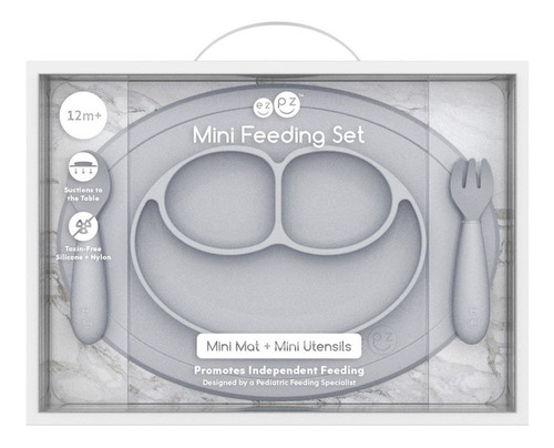 Imagen 4 de 8 de Plato De Silicona Bebe Ezpz Tenedor Cuchara Mini Feeding Set