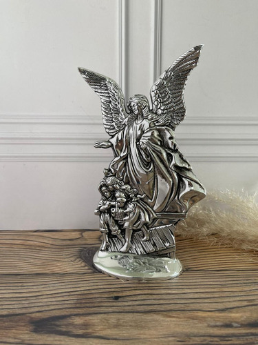  Ángel De La Guarda 26.5x14 Cm De Pewter Centro De Mesa