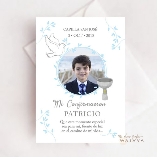 Imagen 6 de 9 de Estampas Primera Comunión Tarjetas Nenes Con Foto X 4u