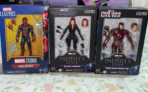 Marvel Legends, Iron Spider, Black Widow, Iron Man Mark 46