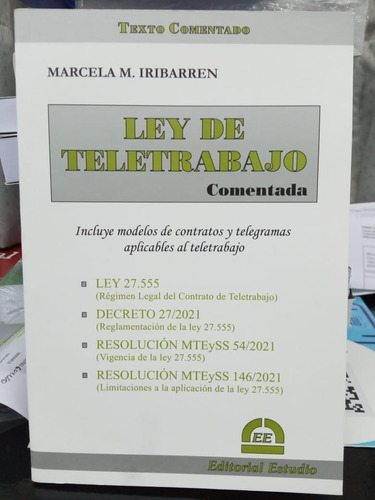 Libro Ley De Teletrabajo Comentada Marcela Iribarren