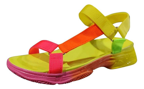 Sandalias De Playa Mujer De Plataforma De Colores Con Velcro