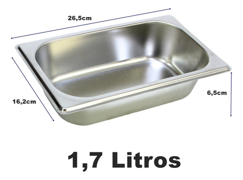 Cuba Gastronômica Inox Gn 1/4 26x16x6 Rechaud Buffet Self