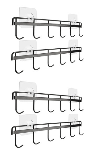 4 Perchas Para Utensilios Con Ganchos, Soporte De Pared Para