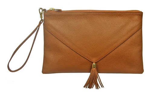 Clutch Carteira Marrom Claro Feminina Porta Celular Couro Cor Caramelo