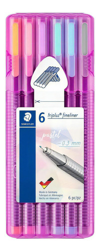 Bolígrafo de punta fina Staedtler Pastel Triplus, 0,3 mm, 6 colores