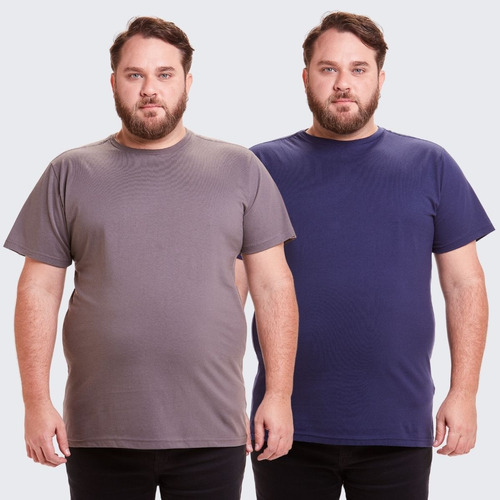 Camisa Básica Masculina Plus Size Kit 2 Unidades