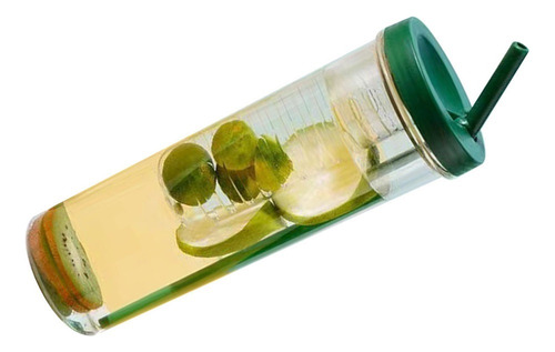 Botella De Agua De Plástico Transparente Con Vaso De Paja De